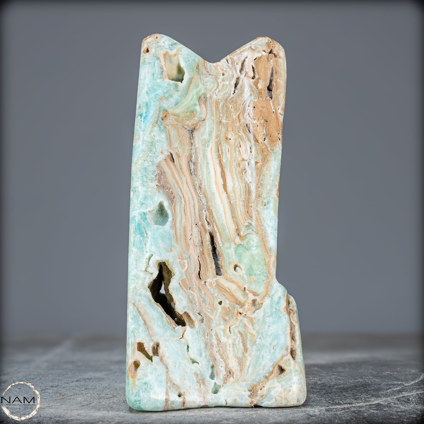 Natürlicher Blau-Grüne Aragonit Kristall-Freiform - 912,15g