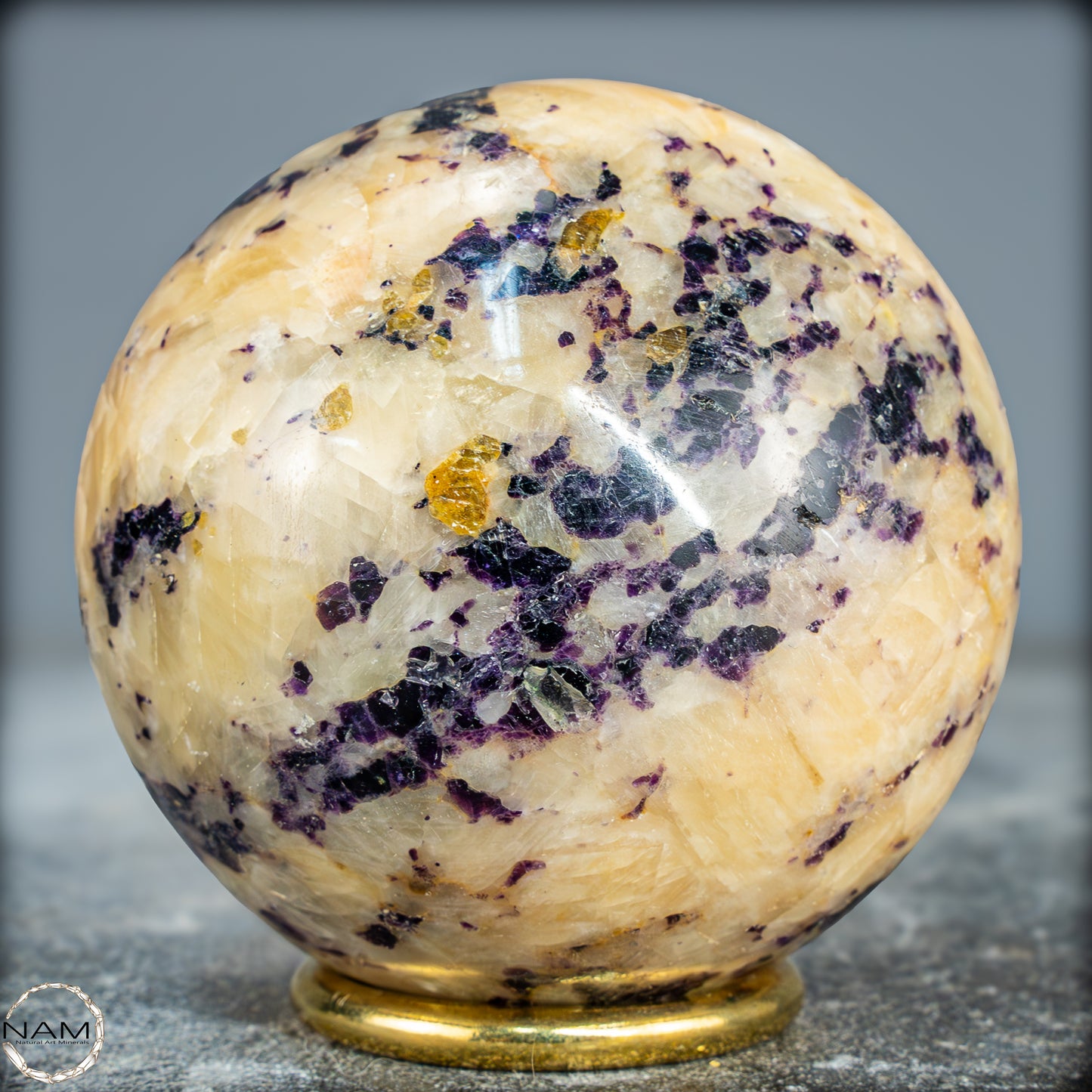 Seltene Natürliche Lila Fluorit-Calcit-Kugel - 635,19g - 75mm