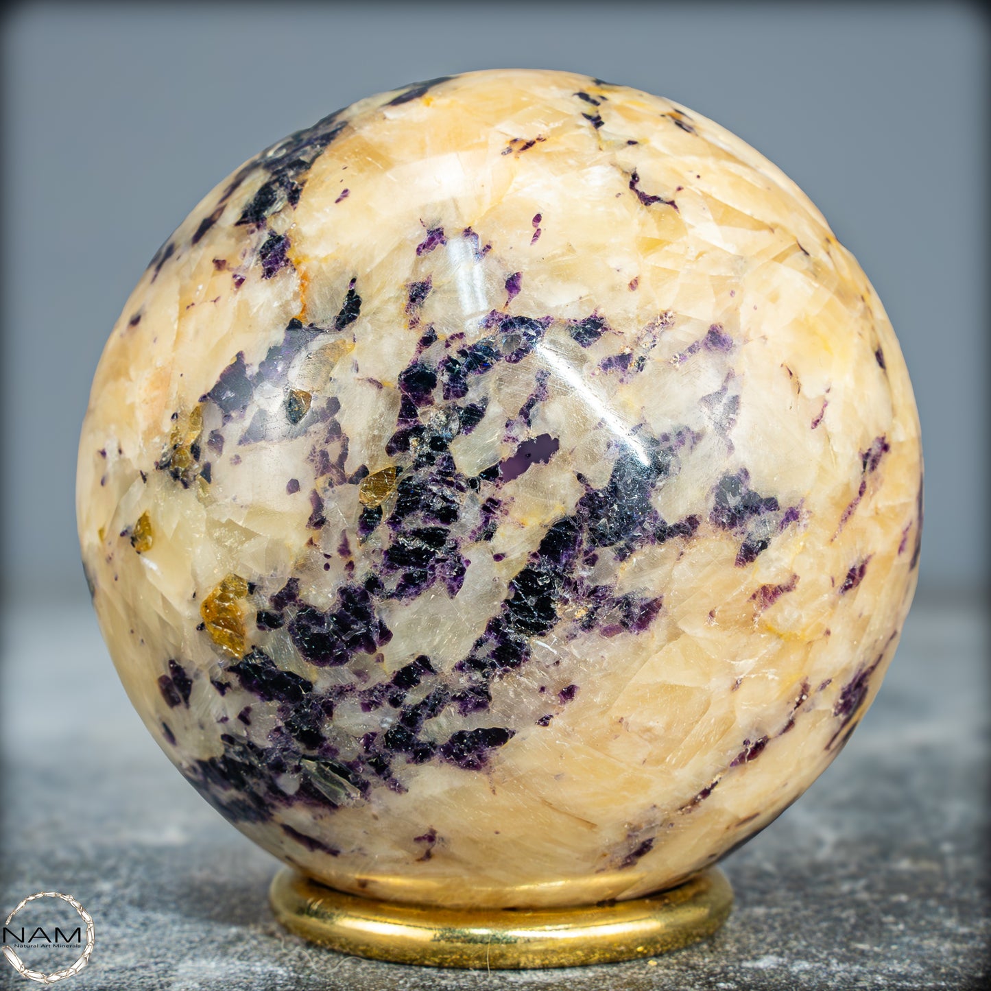 Seltene Natürliche Lila Fluorit-Calcit-Kugel - 635,19g - 75mm