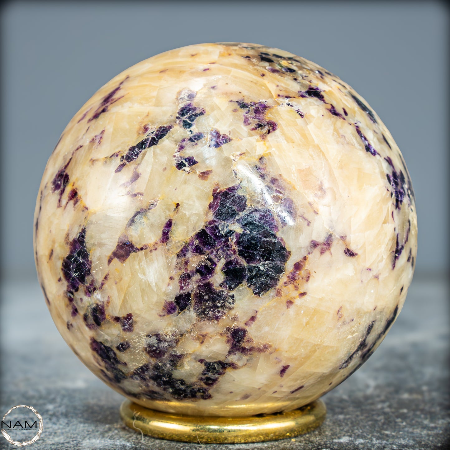 Seltene Natürliche Lila Fluorit-Calcit-Kugel - 635,19g - 75mm