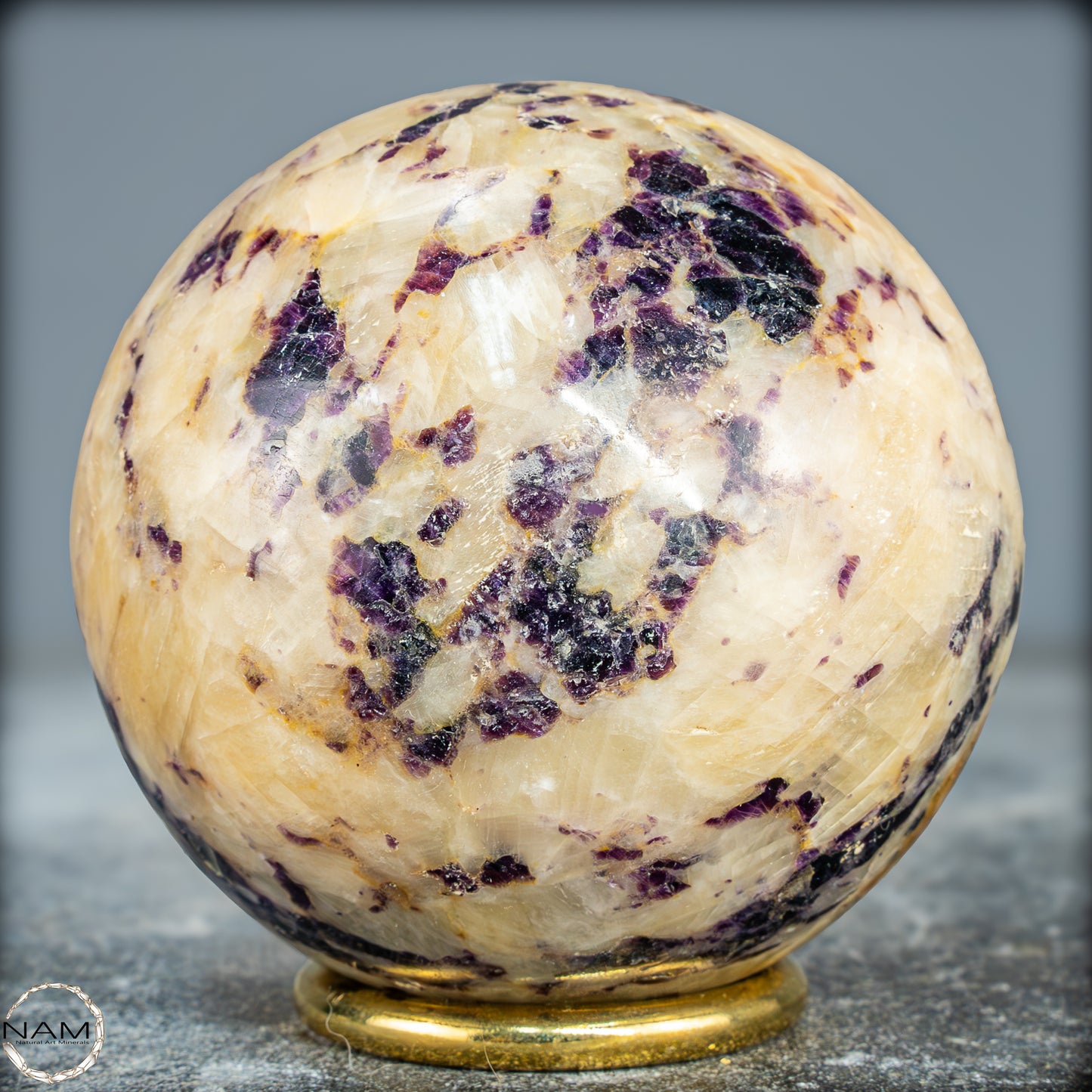 Seltene Natürliche Lila Fluorit-Calcit-Kugel - 635,19g - 75mm