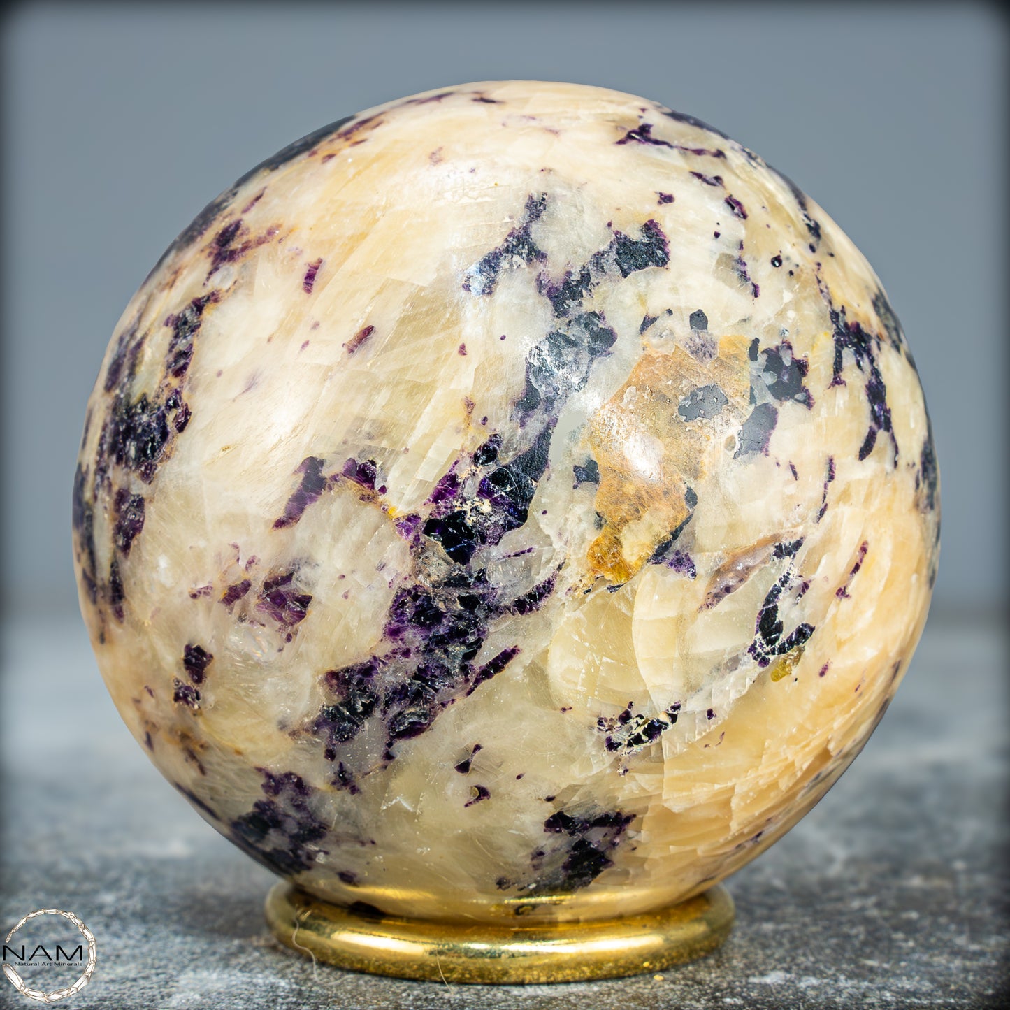 Seltene Natürliche Lila Fluorit-Calcit-Kugel - 635,19g - 75mm