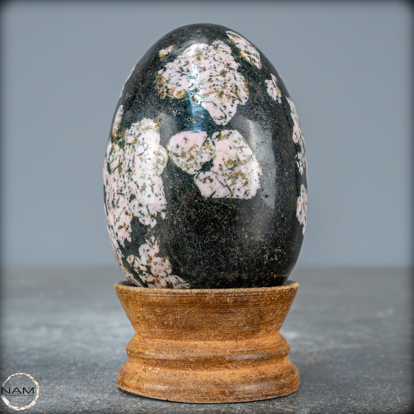 Natürliches Schwarze Schneeflocken-Obsidian Kristall-Ei - 259,88g