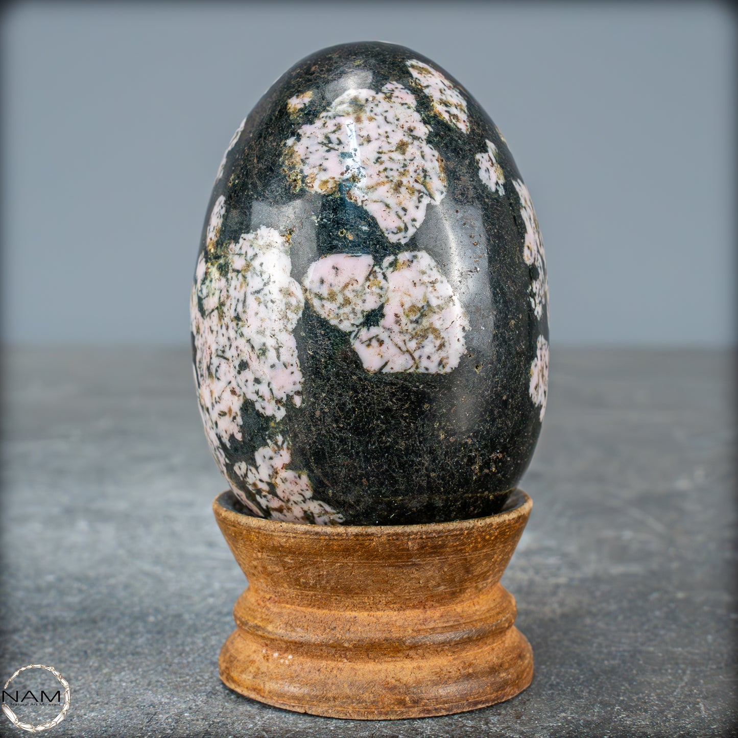 Natürliches Schwarze Schneeflocken-Obsidian Kristall-Ei - 259,88g