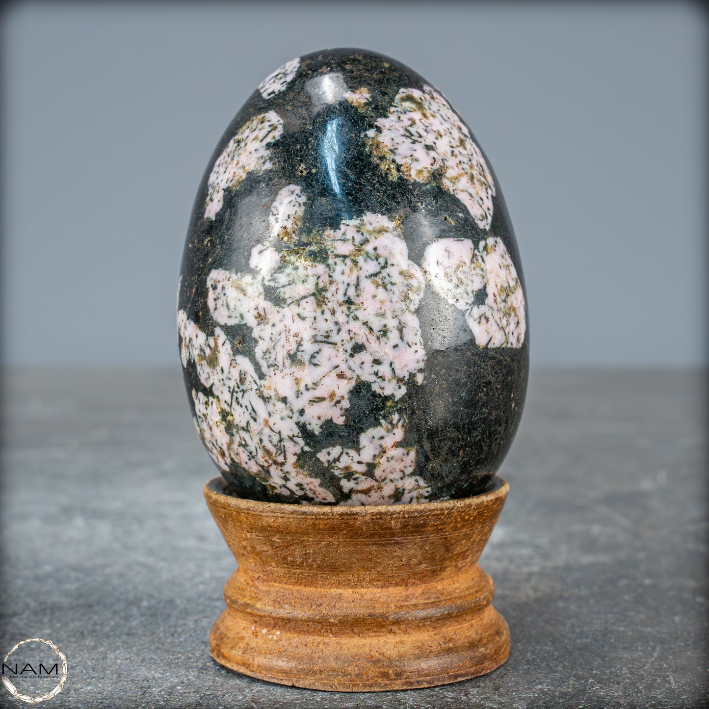 Natürliches Schwarze Schneeflocken-Obsidian Kristall-Ei - 259,88g
