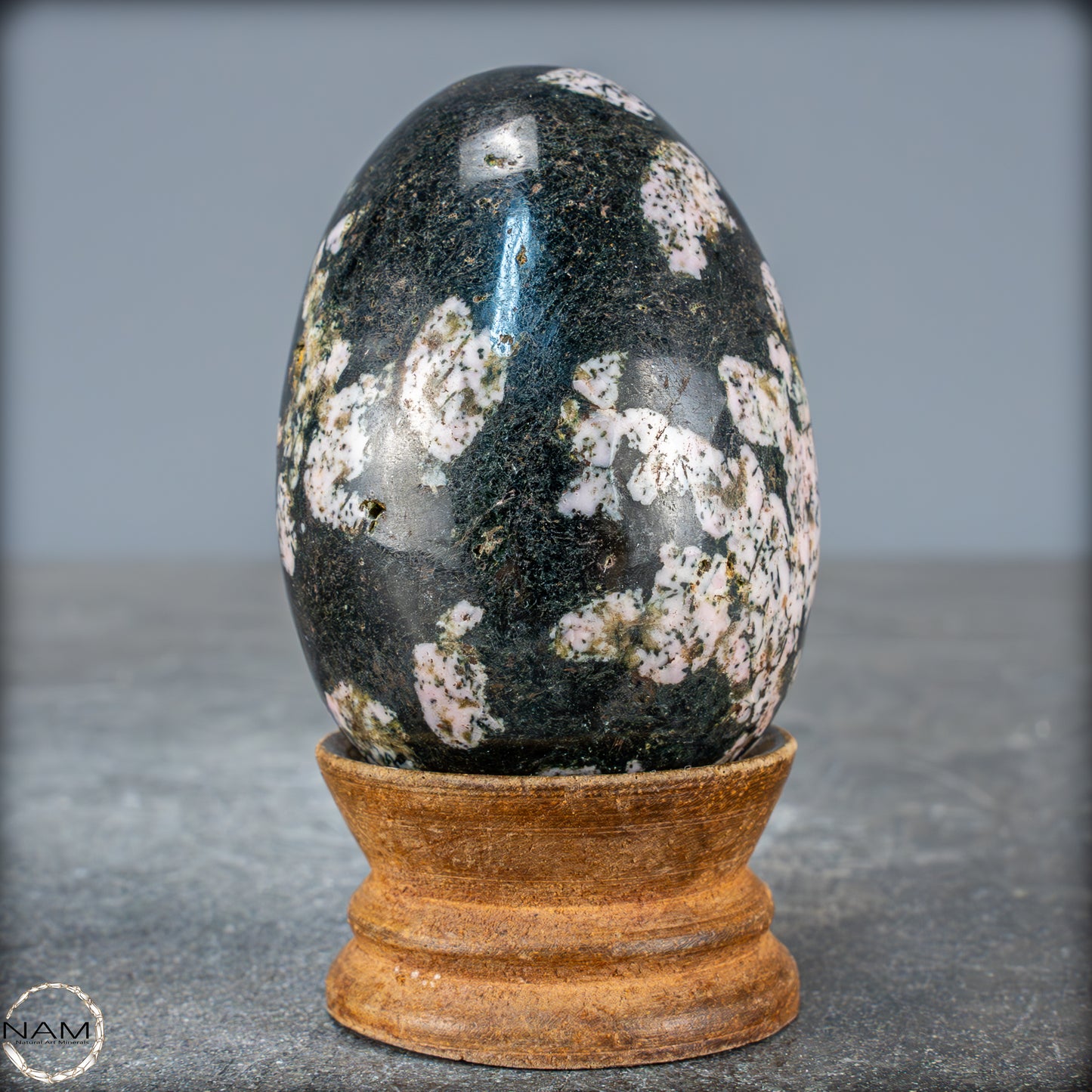 Natürliches Schwarze Schneeflocken-Obsidian Kristall-Ei - 259,88g