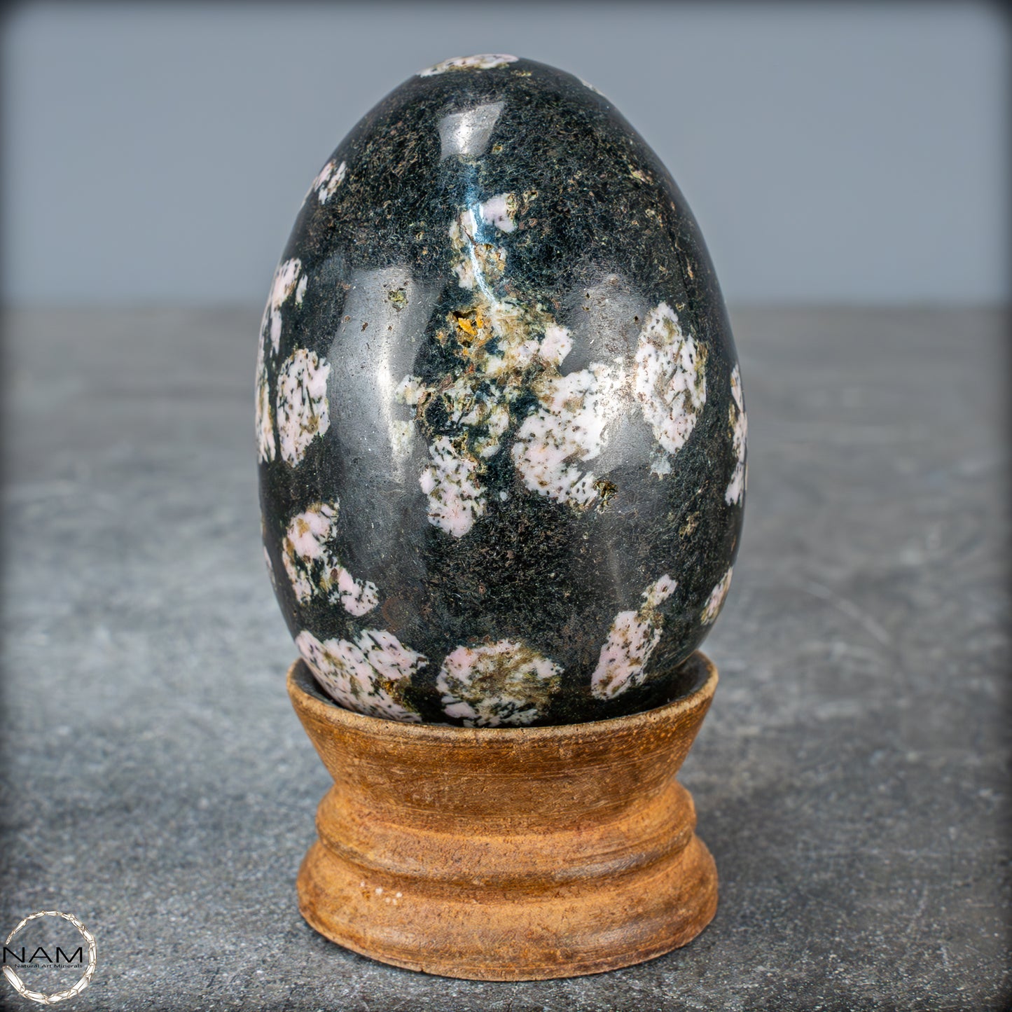 Natürliches Schwarze Schneeflocken-Obsidian Kristall-Ei - 259,88g