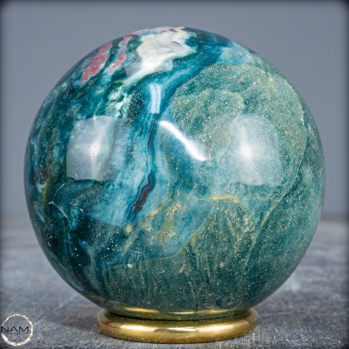 Natürliche Ocean-Jaspis-Achat Kugel - 543,07g - 73mm