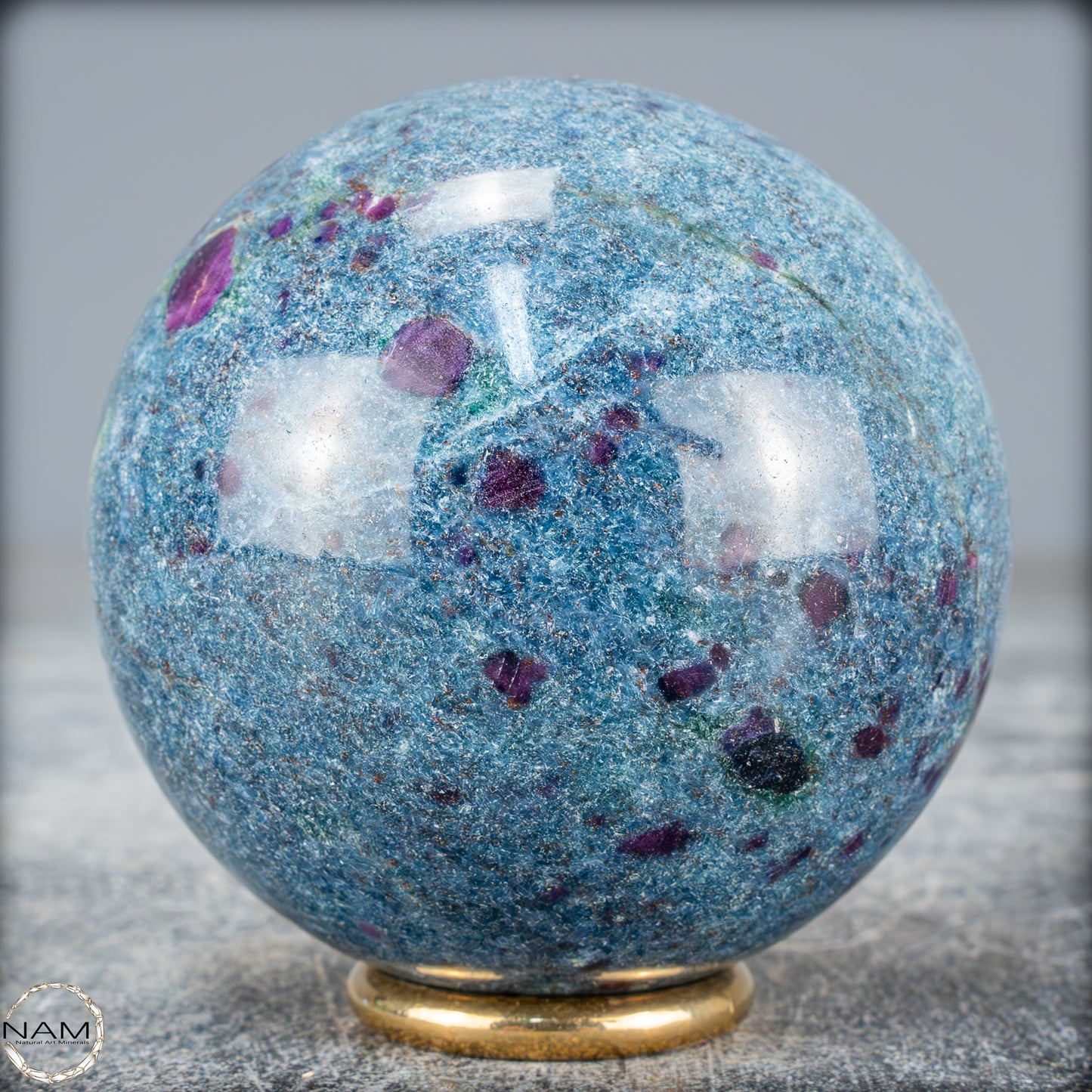 Natürliche Rubin in Fuchsit und Kyanit als Kugel - 447,38g - 62mm