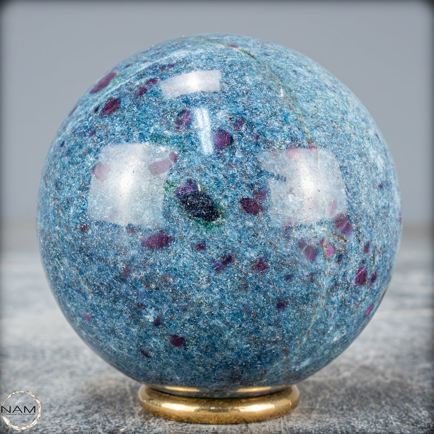 Natürliche Rubin in Fuchsit und Kyanit als Kugel - 447,38g - 62mm