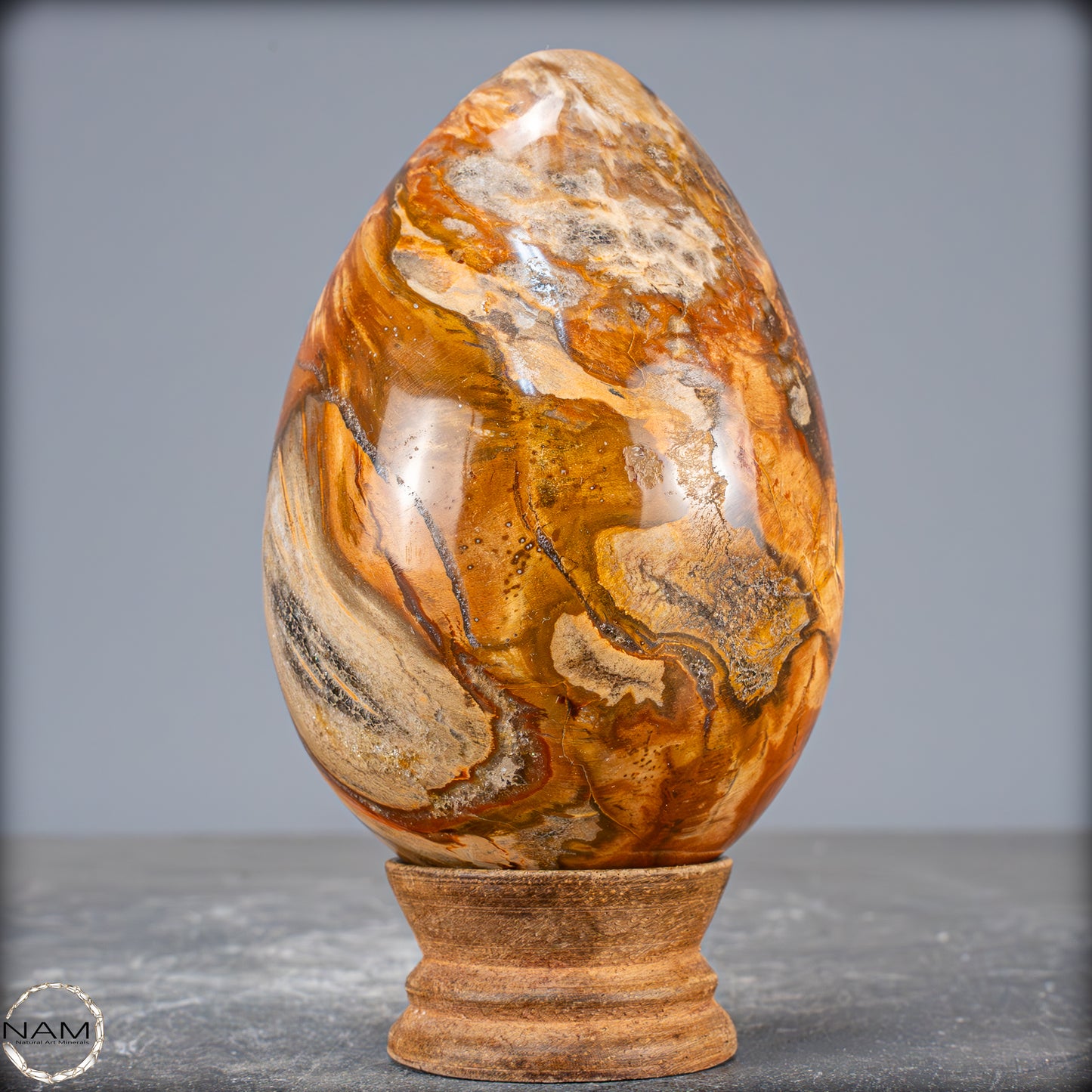 Natürliches Kristall-Ei aus Versteinertem Holz - 714,14g