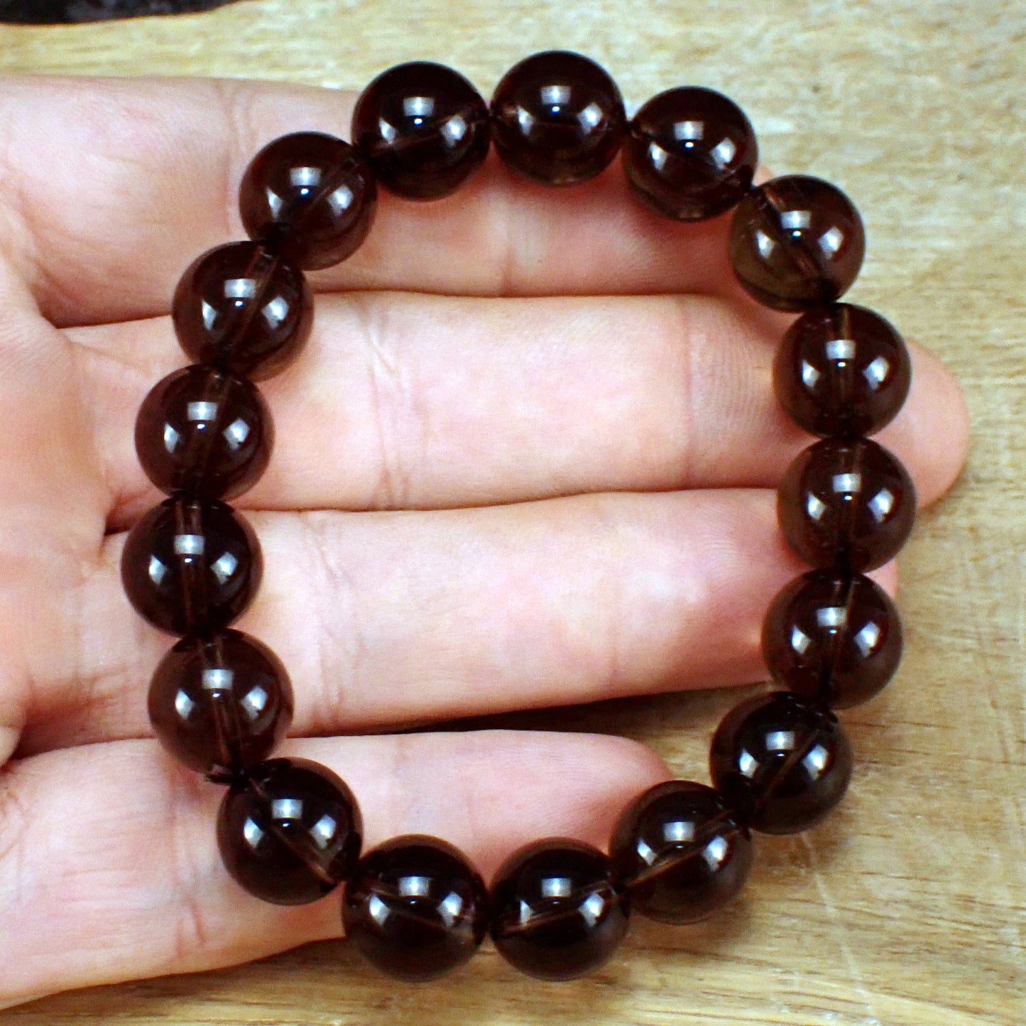 Natürliches Rauchquarz Armband mit großen Kugeln aus Brasilien - 42,83g - 77 x 77 x 12mm