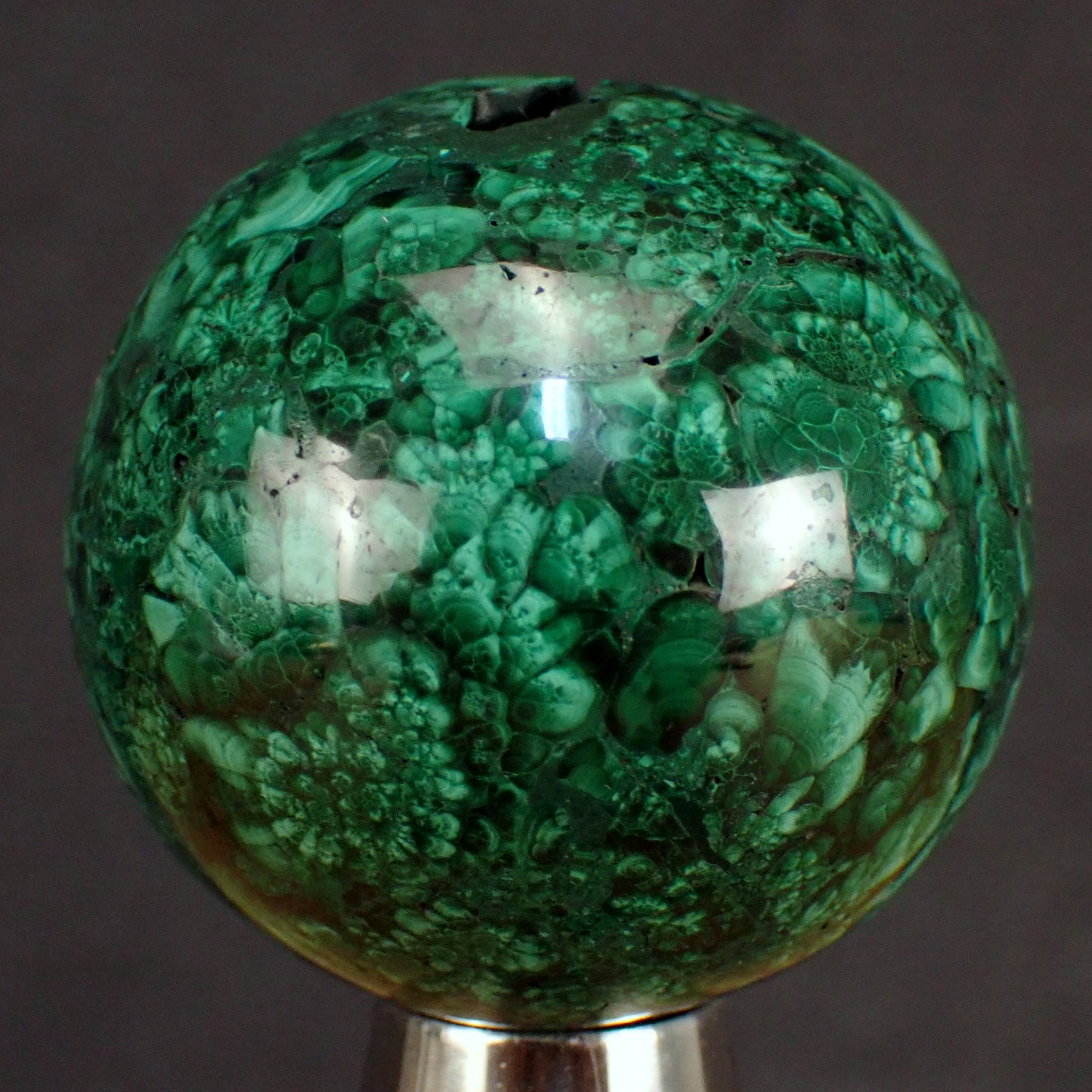 Malachit Kugel mit Druse, Kongo - 206,68g - 48,7mm