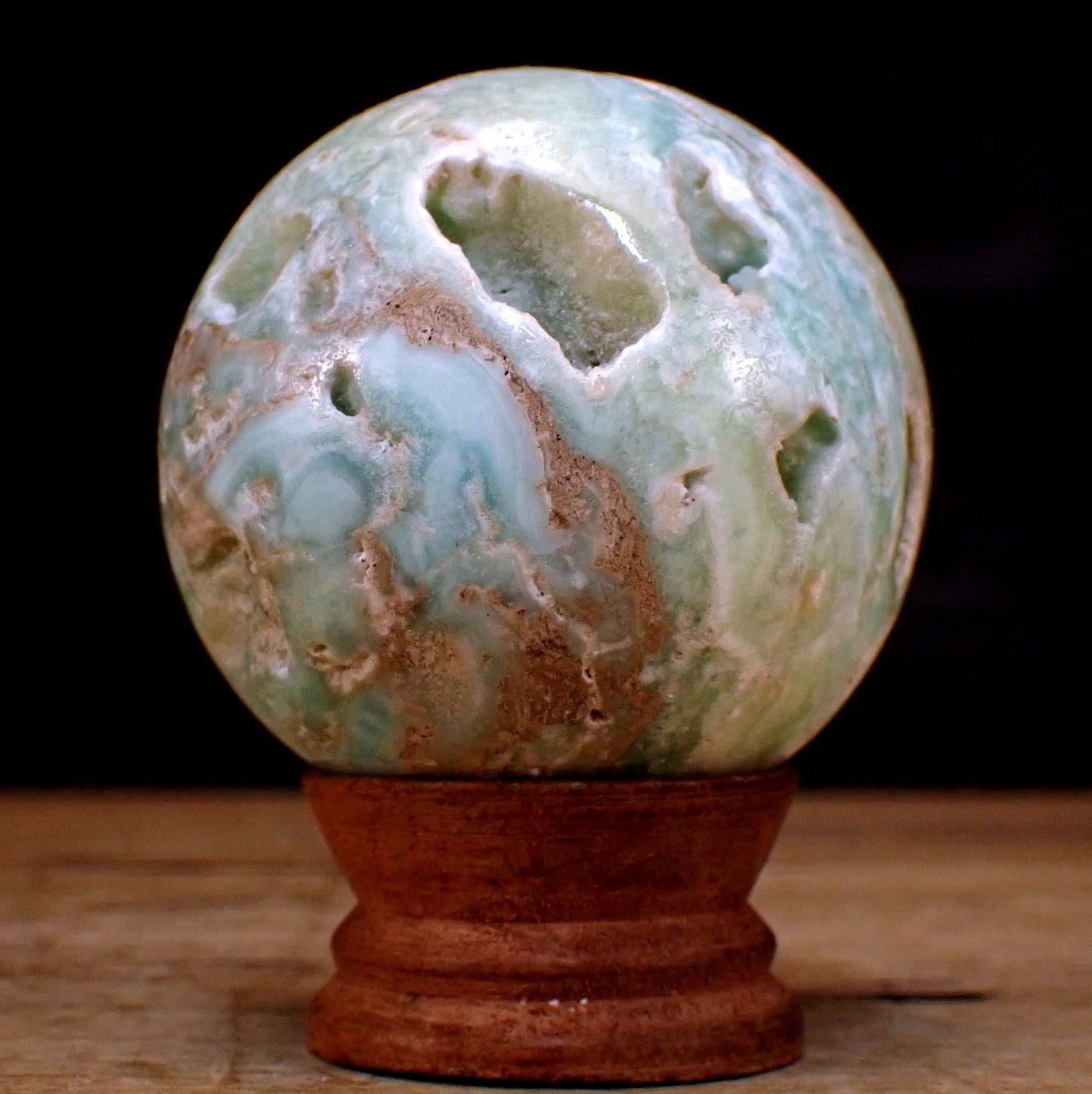 Blau-Grüne Aragonit Kugel - 404,49g - 66mm