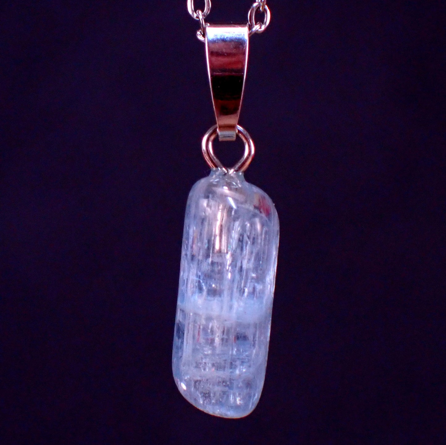 Natürlicher Blauer Aquamarin Kristall mit 925 Silber aus Afghanistan, 7,1 ct - 1,42g - 26,9 x 6,5 x 5,6mm