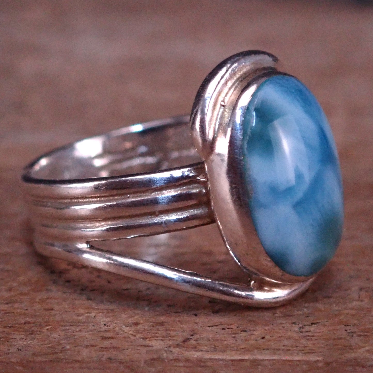 Natürlicher Larimar Ring 925 Silber 33.35 ct