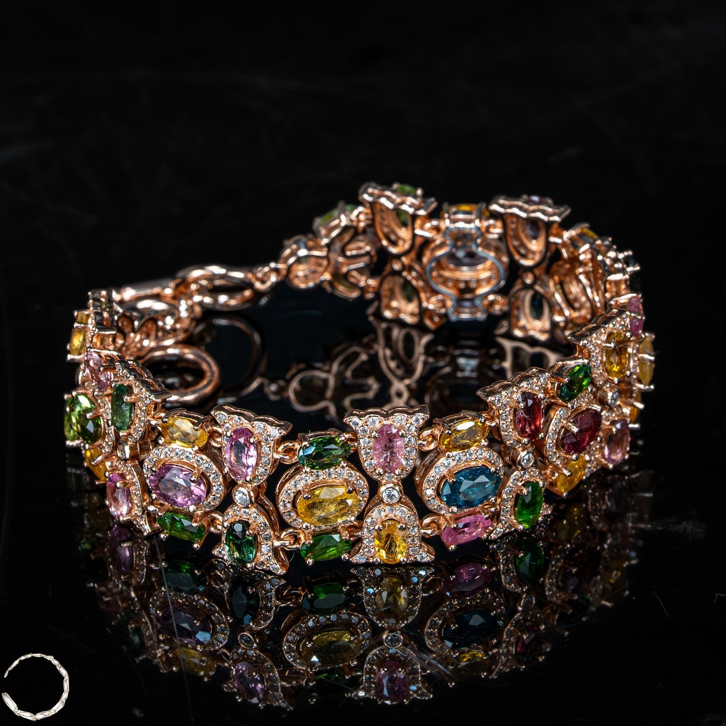 Exklusives Turmalin-Armkettchen – 925er Silber, rosé vergoldet - 104,75ct