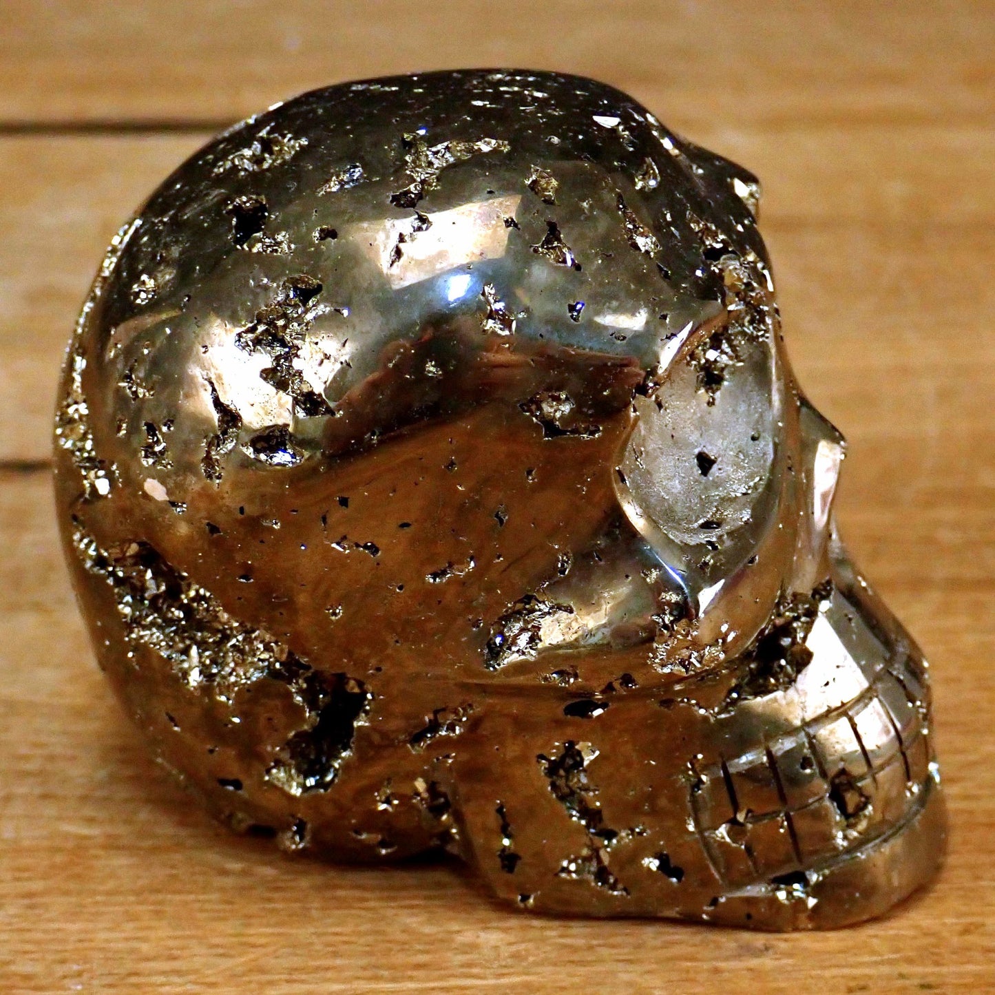 Pyrit Schädel/Totenkopf Skulptur - 704,48g
