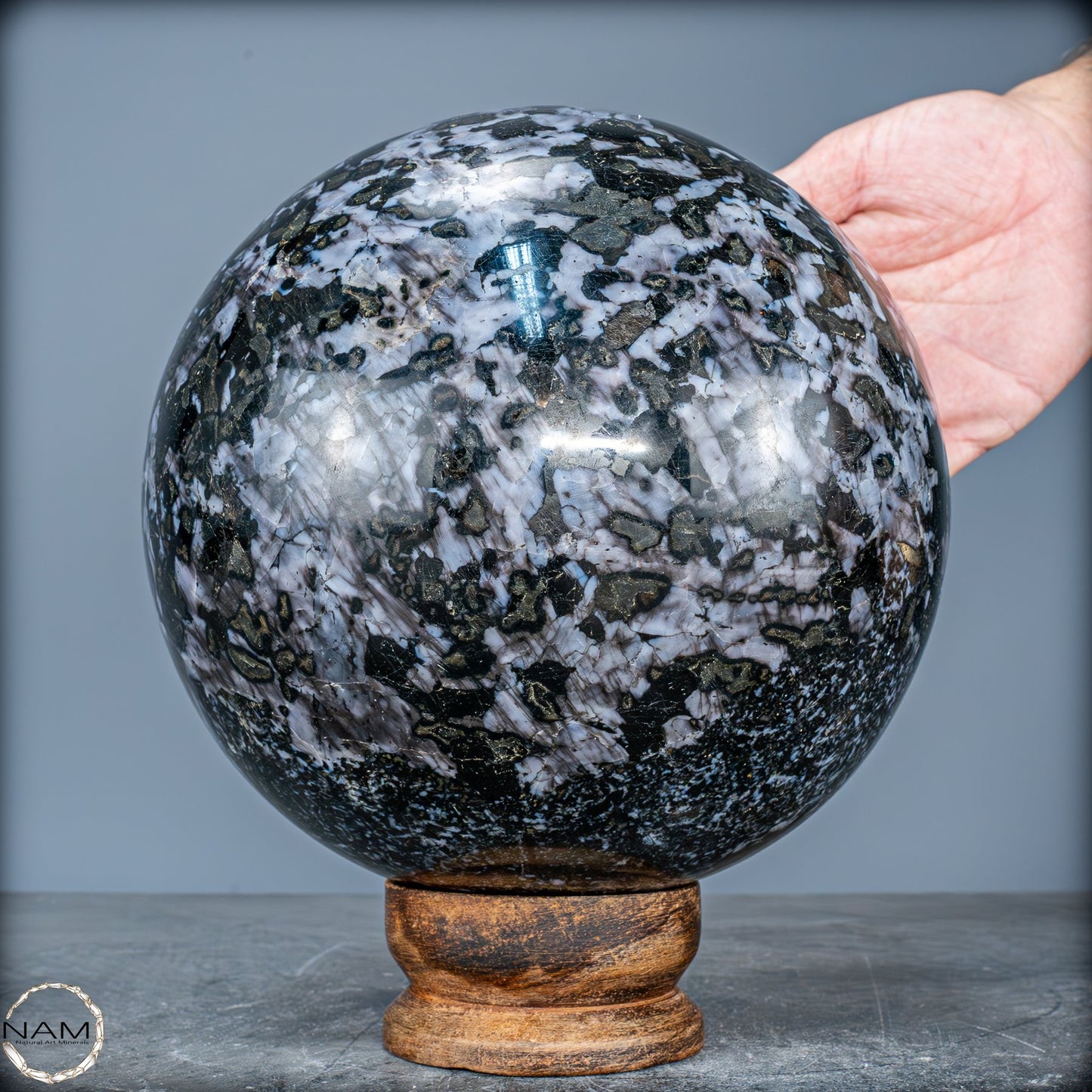 Große Natürliche Merlinit (Gabbro) Kugel - 9638,11g - 170mm