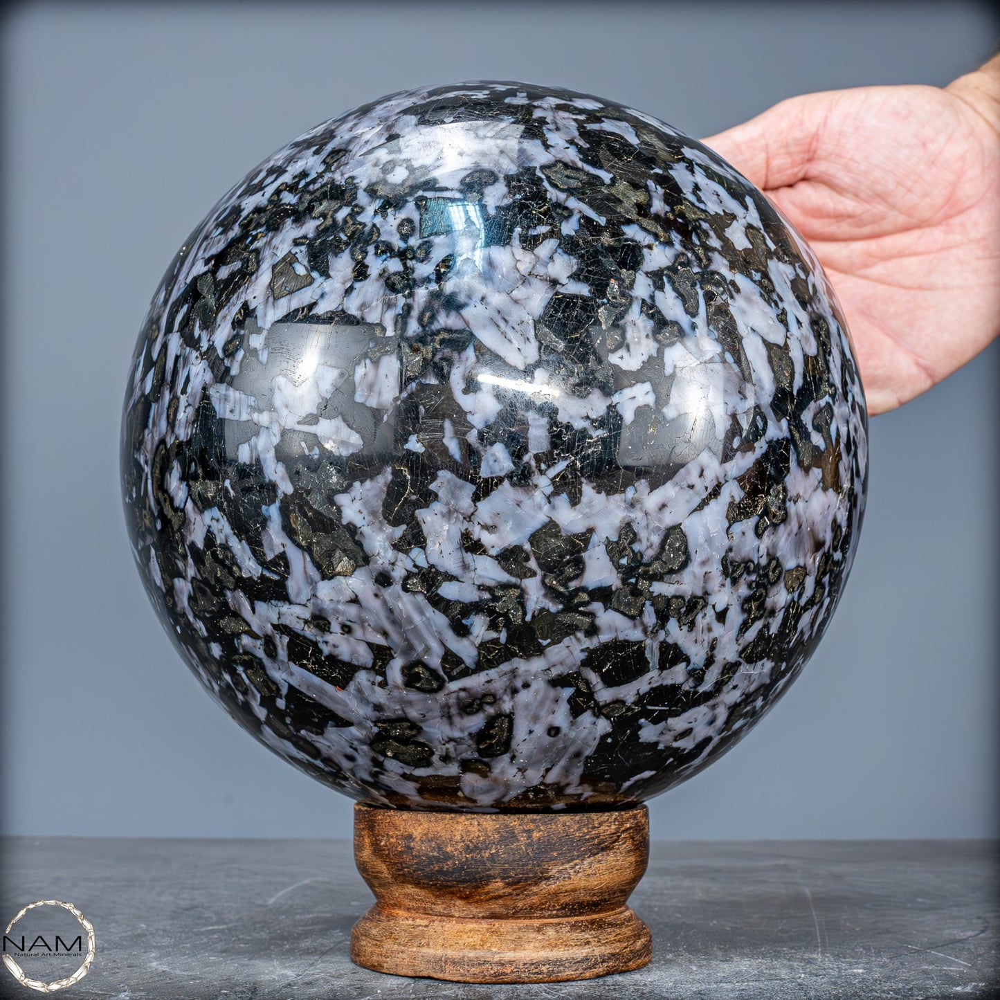Große Natürliche Merlinit (Gabbro) Kugel - 9638,11g - 170mm