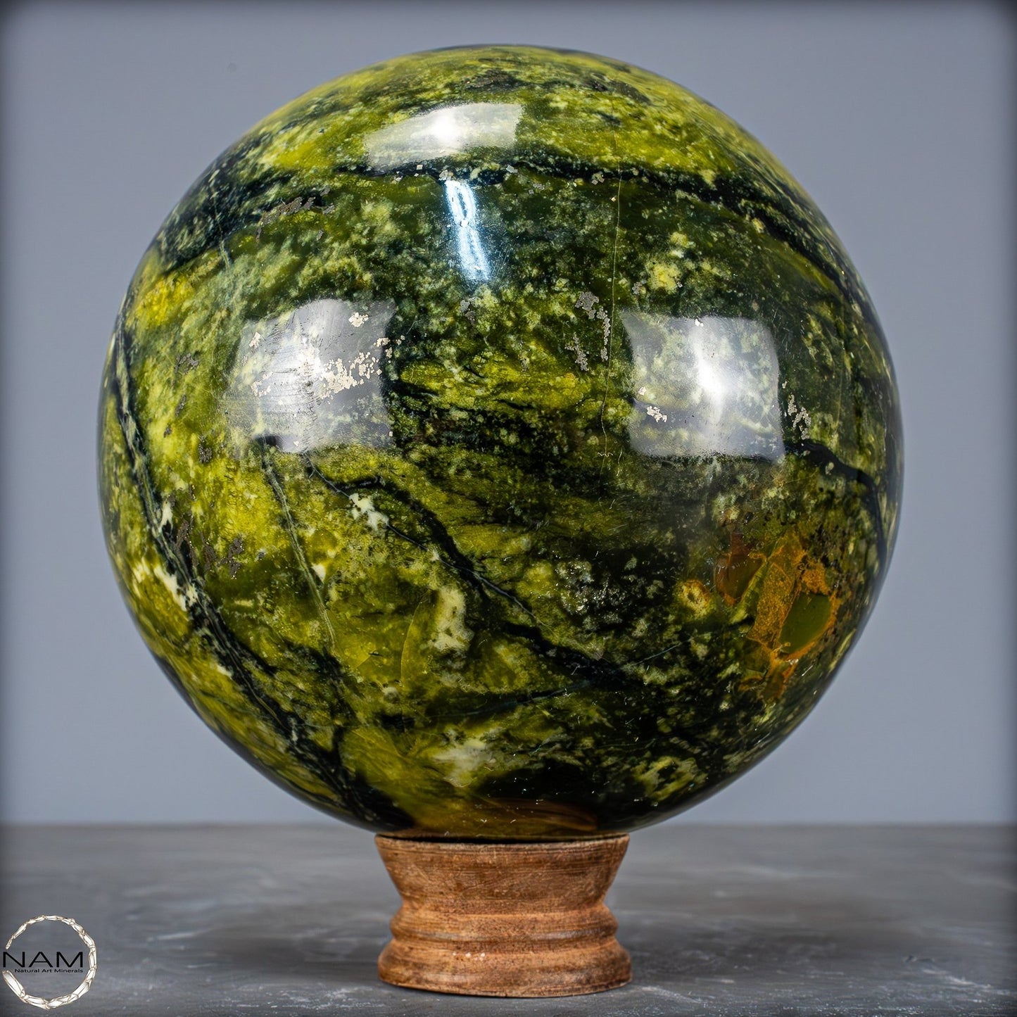 Natürliche Serpentin und Pyrit Kristall Kugel - 3307,83g - 150mmm