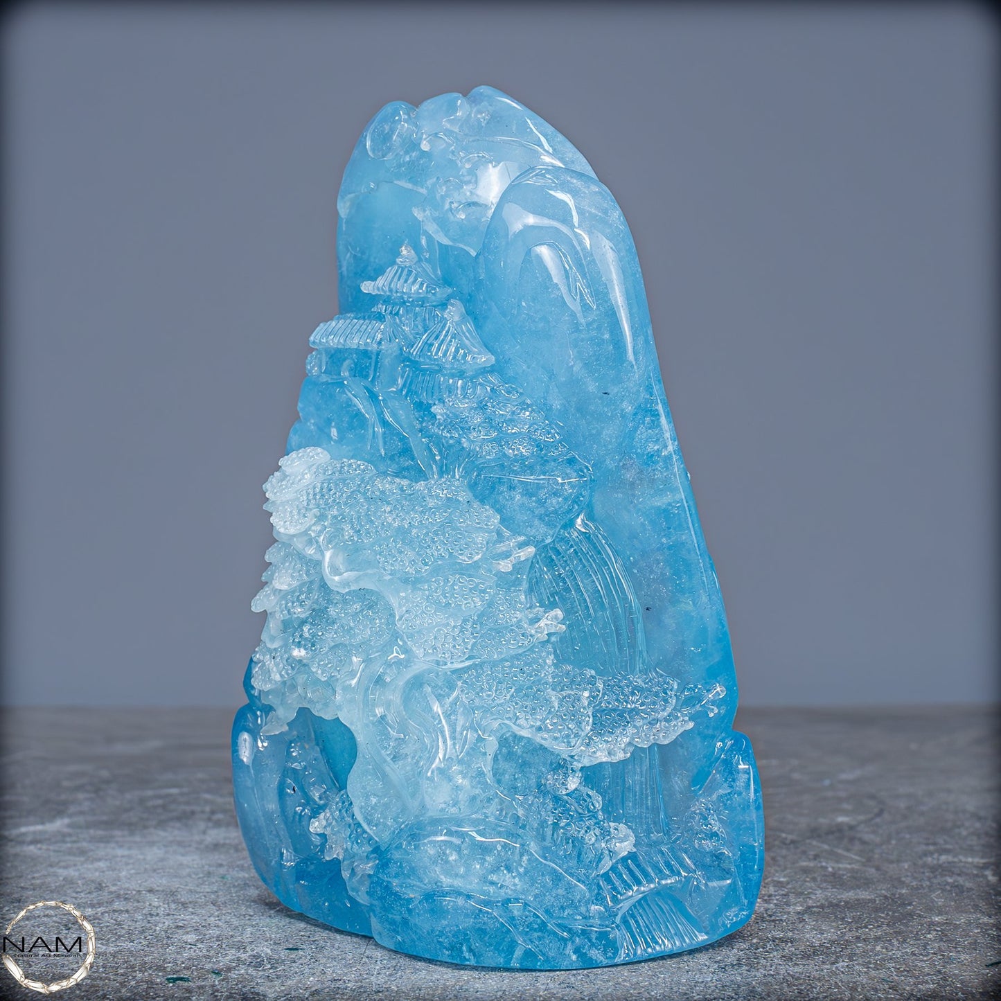 Natürlicher Blauer Aquamarin-Kristall-Schnitzerei - 496,15g