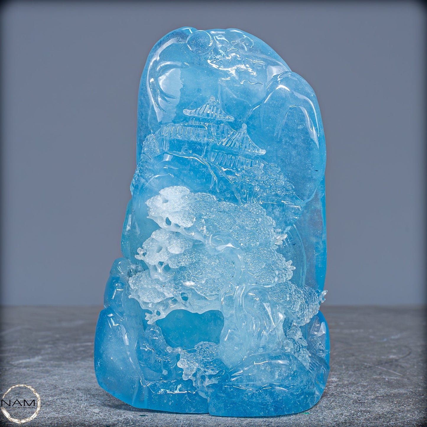 Natürlicher Blauer Aquamarin-Kristall-Schnitzerei - 496,15g