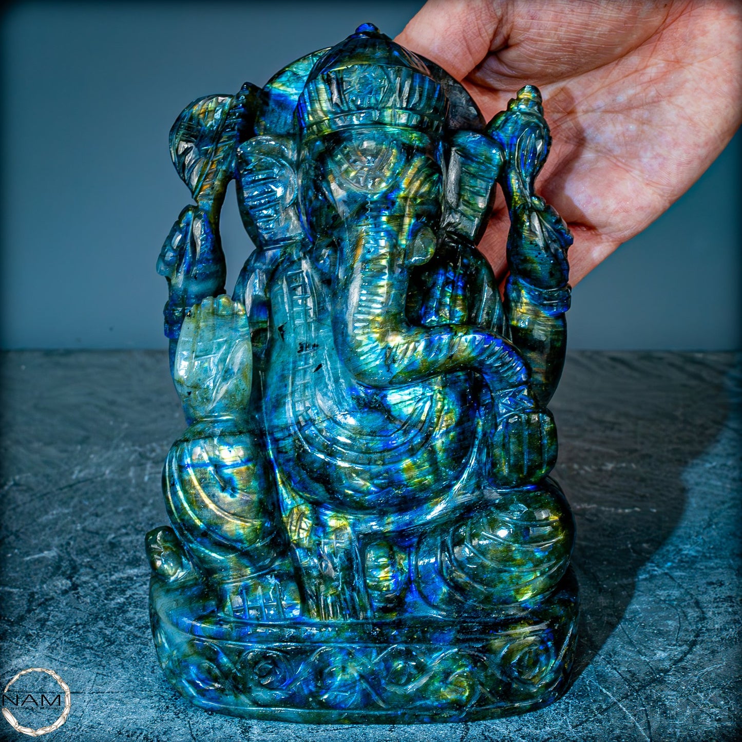 Natürliche Labradorit Kristall Buddha Skulptur - 1696,87g