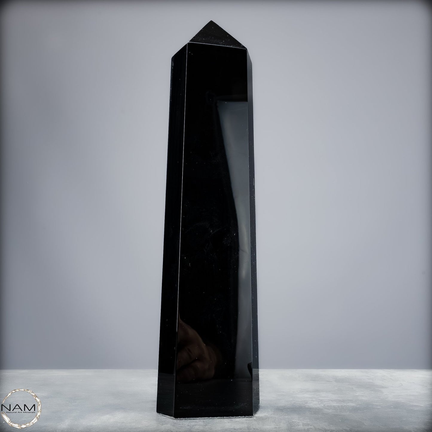 Natürliche Schwarze Obsidian Kristall-Obelisk - 1264,18g