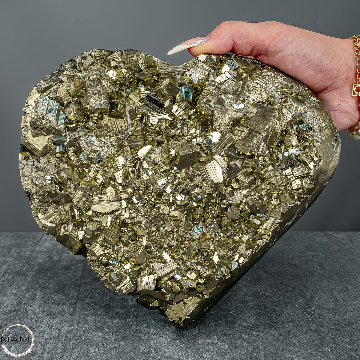Natürliches Pyrit, Quarz und Galena Kristall Herz/Druse - 5039,47g