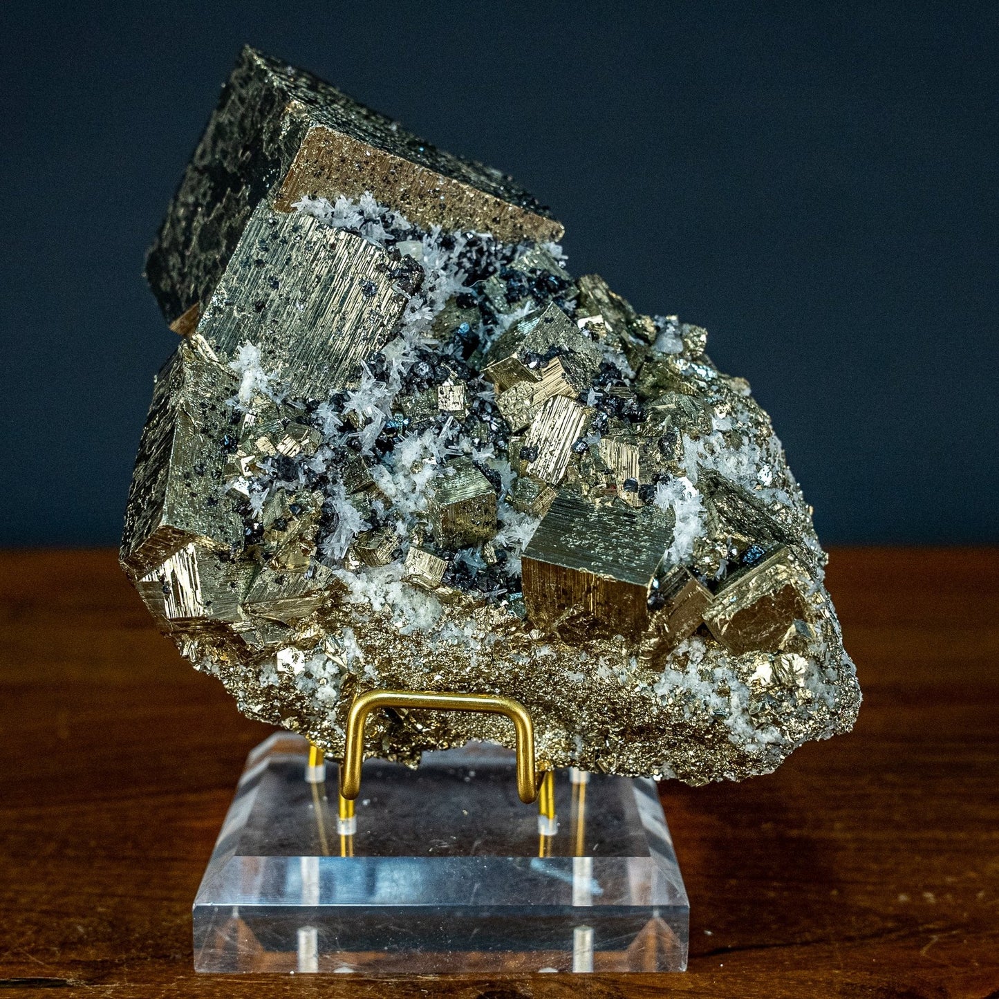 Natürliche Pyrit, Quarz und Galena Kristallcluster - 1537,26g