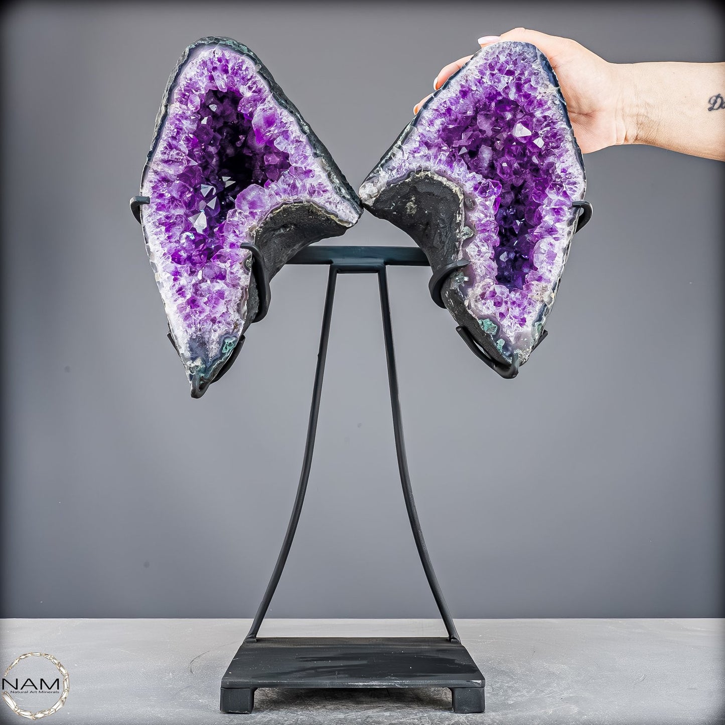 Natürliche Amethyst Drusen Flügel auf Ständer -9403,88g