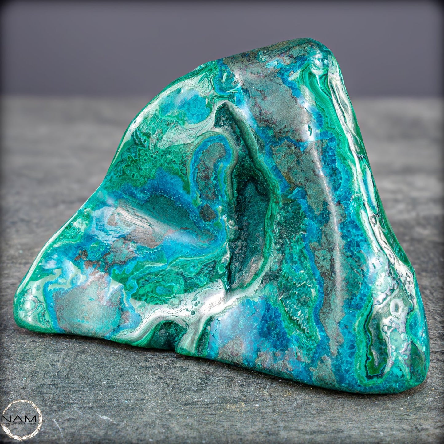 Botryoidaler Chrysokolla, Malachit und Azurit, sehr selten - 255,34g