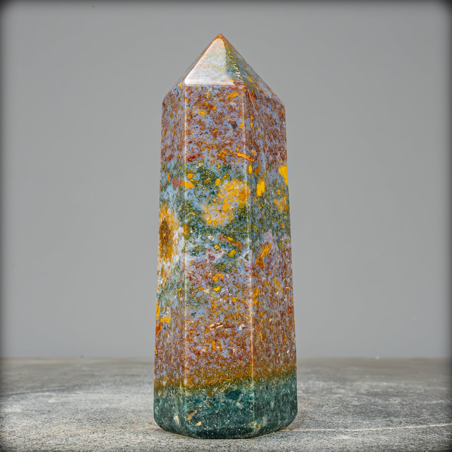 Natürlicher Ocean Jasper Kristall-Obelisk - 518,17g