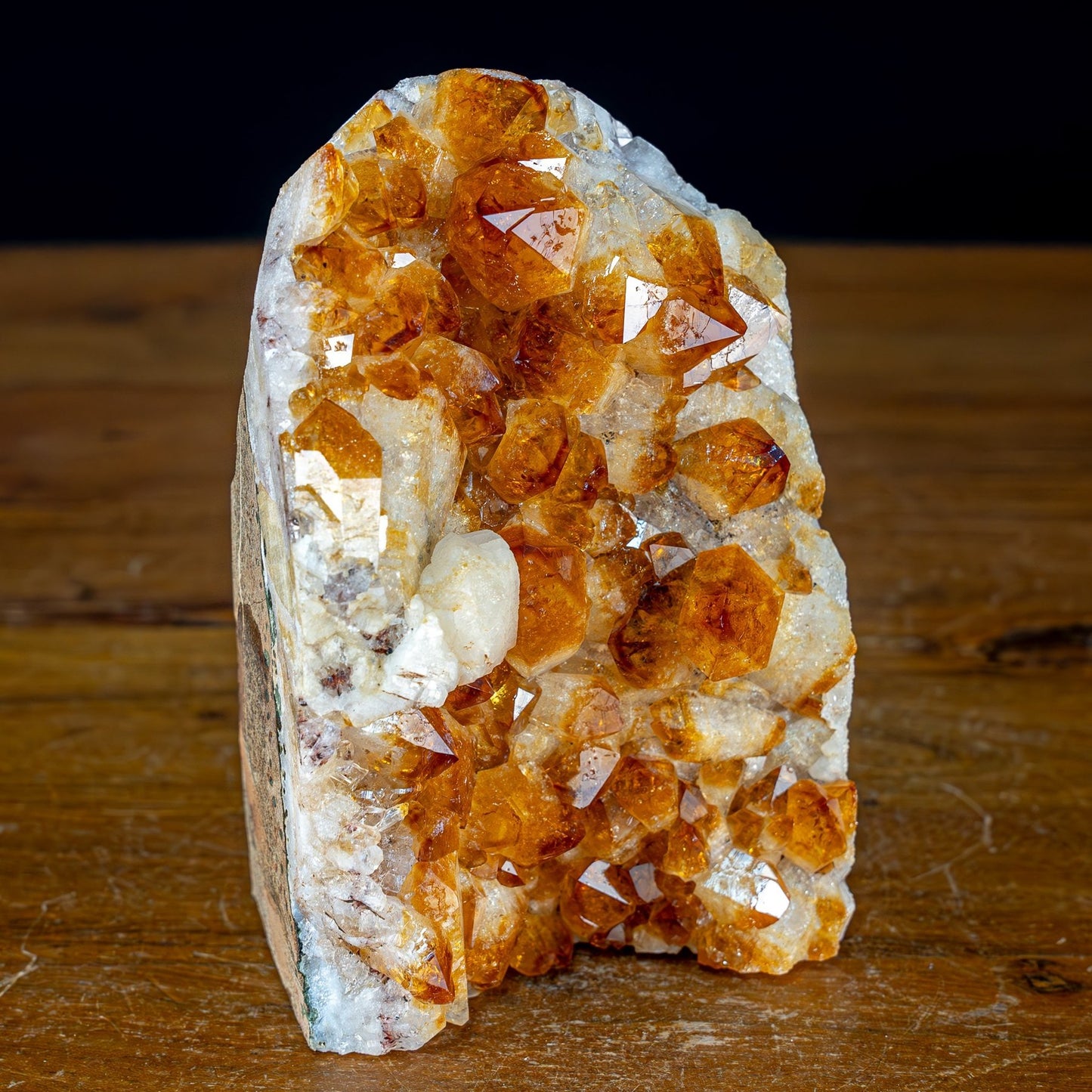 AAA++ Citrin-Quarzkristall Druse mit Calzit, Brazil - 1774,41g