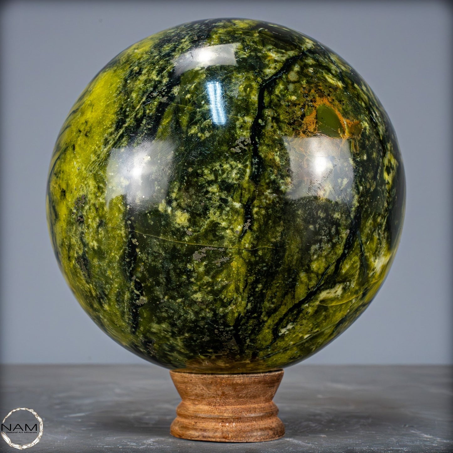 Natürliche Serpentin und Pyrit Kristall Kugel - 3307,83g - 150mmm