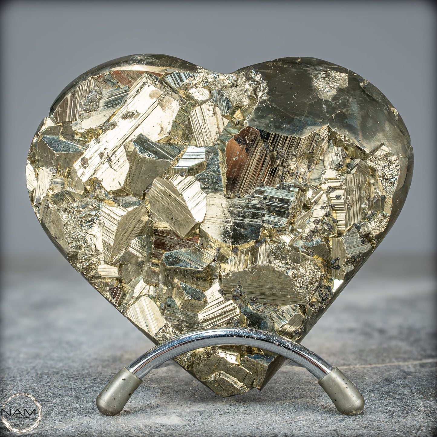 Natürliches Pyrit, Quarz und Galena Kristall Herz/Druse - 1044,28g