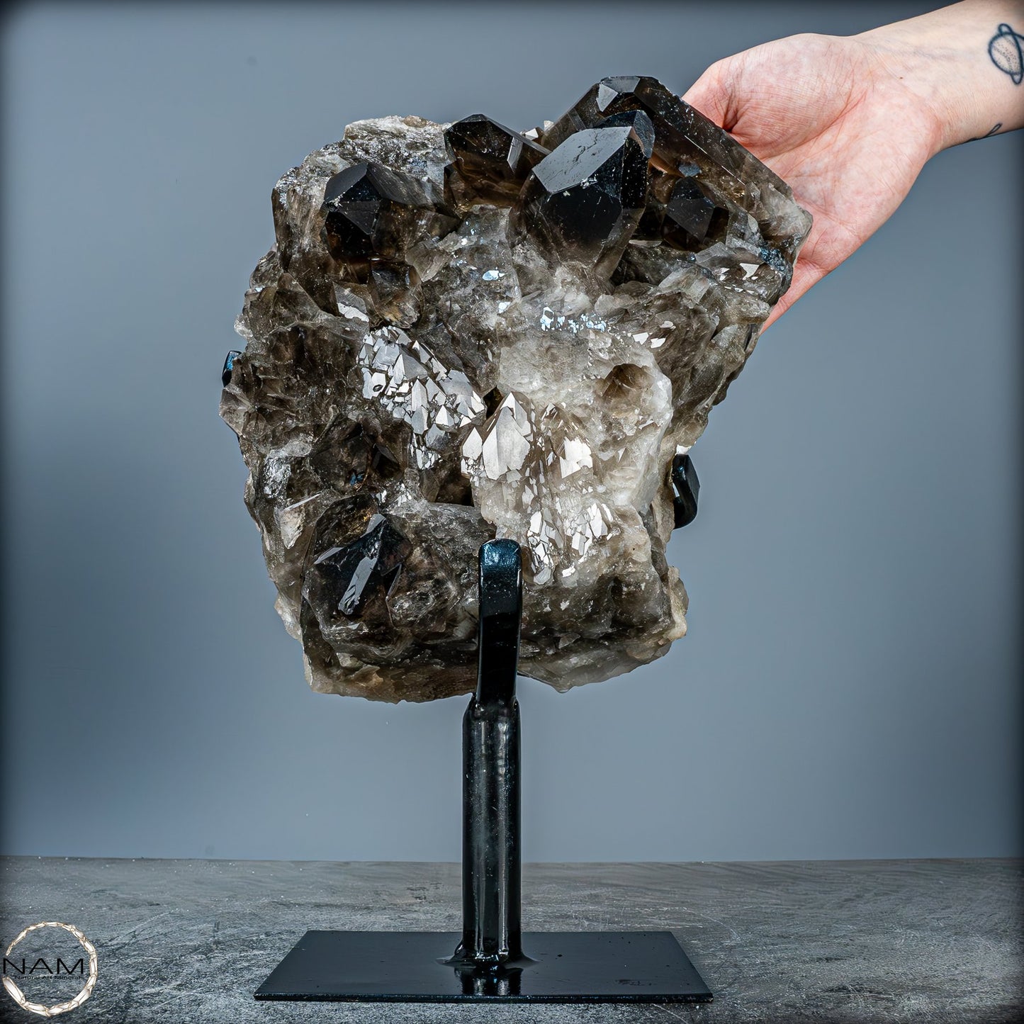 Große Natürliche Rauchquarz-Kristalle auf Ständer - 4719,38 g