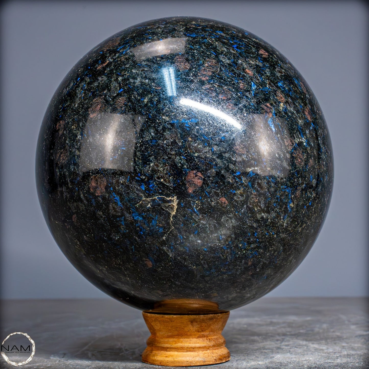 Natürliche Arfvedsonit und Granat-Kristall Kugel, sehr selten - 5168,88g - 150mm