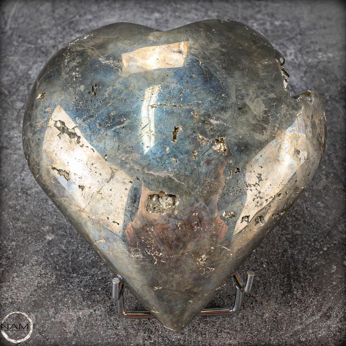 Natürliches Pyrit, Quarz und Galena Kristall Herz/Druse - 1458,83g