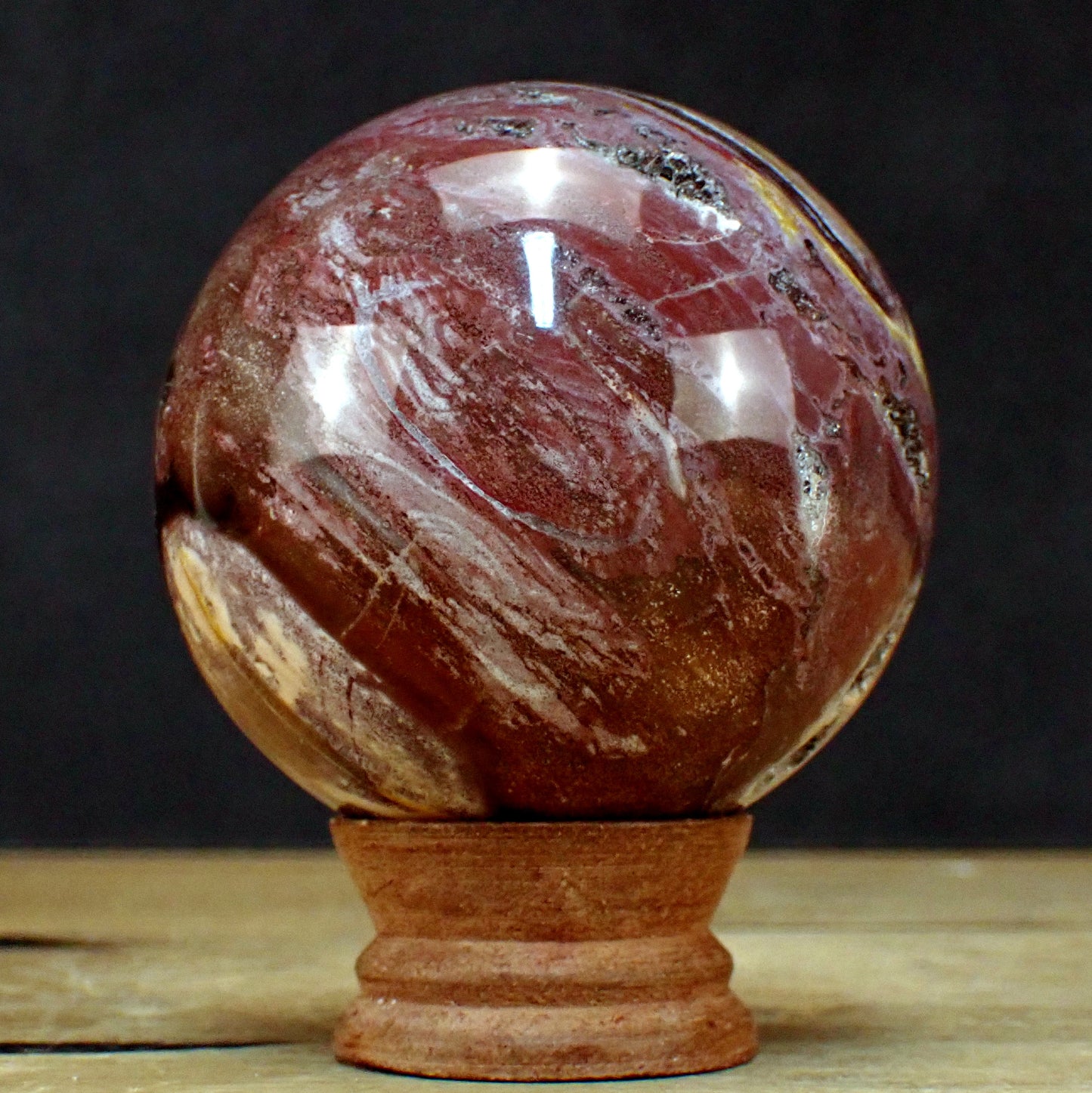 Versteinertes Holz als Kugel - 672,29g - 78mm