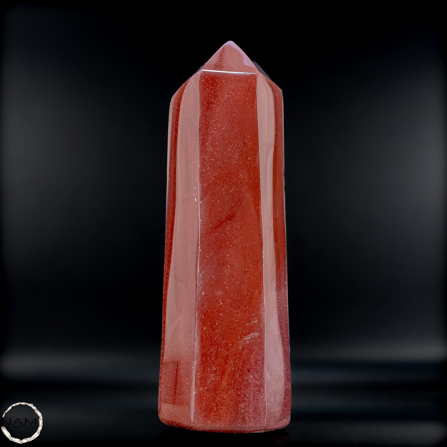 Ozean-Jaspis Obelisk – polierter Naturstein in kräftigem Rot - 1288,52g