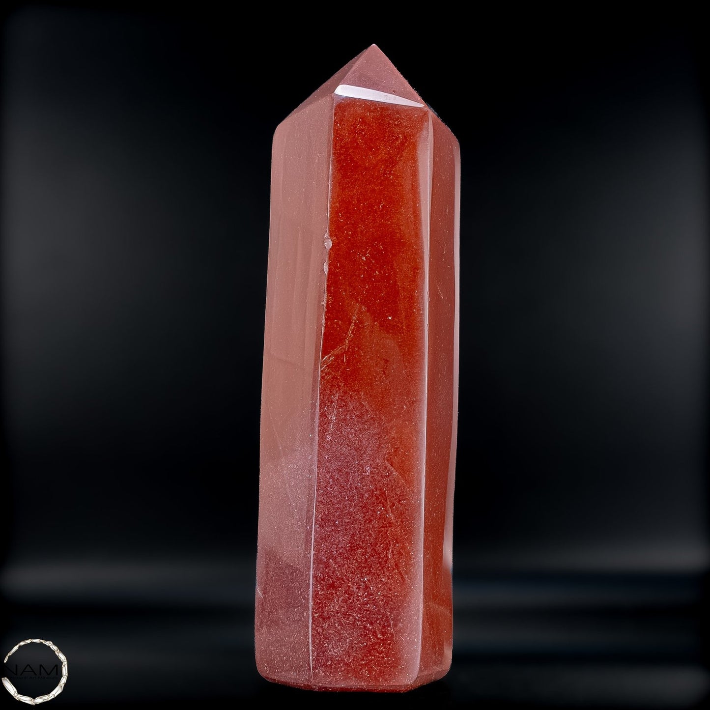 Ozean-Jaspis Obelisk – polierter Naturstein in kräftigem Rot - 1288,52g