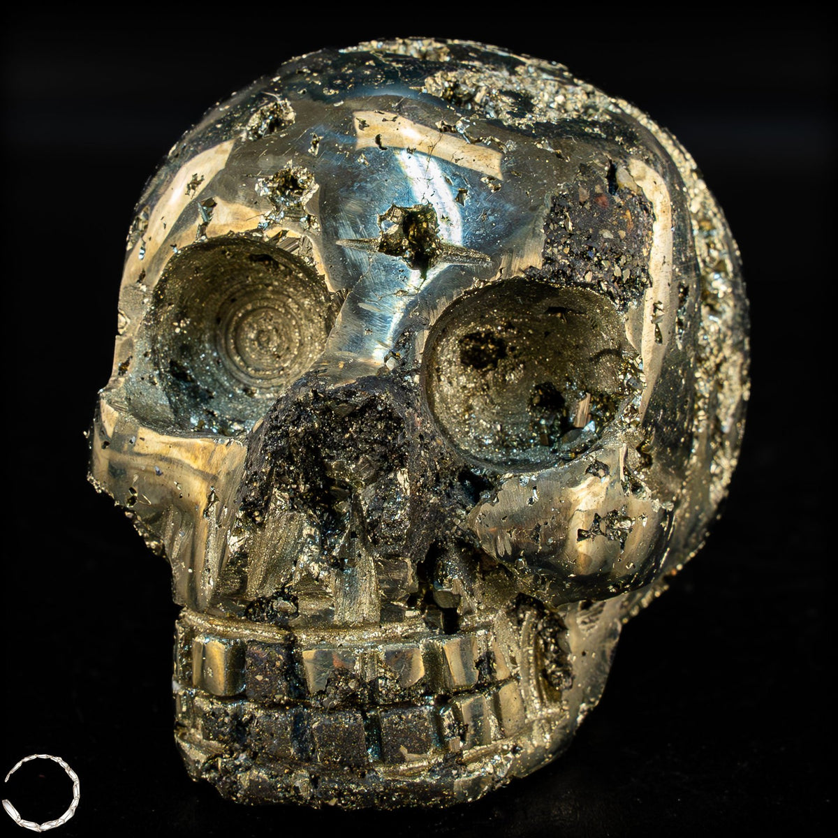 Natürlicher Pyrit Schädel/Totenkopf Skulptur -603,54g
