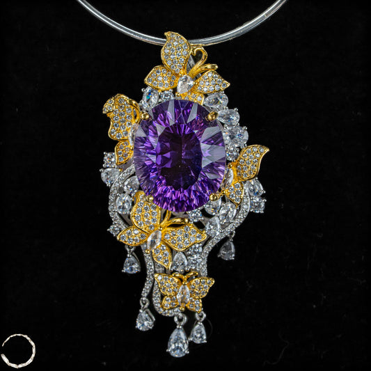 Prunkvoller Amethyst-Anhänger – vergoldetes Silber  20,68g 103,4ct