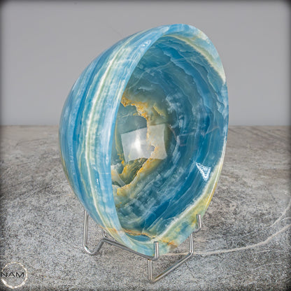 Seltene Natürlich Blaue Onyx-Kristall Schale/Schüssel, Argentinien - 632,84g
