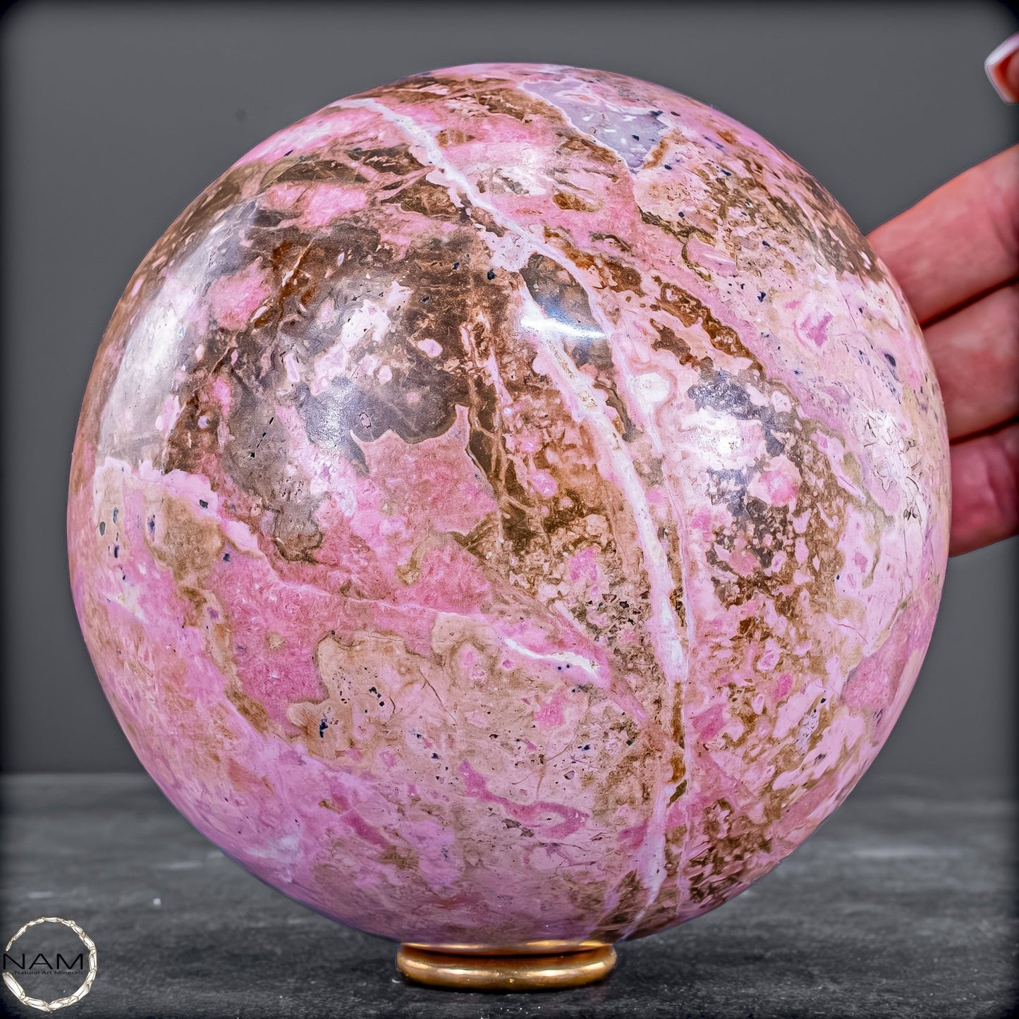 Rhodochrosit-Kugel – imposantes Unikat in Rosa-2290,92g