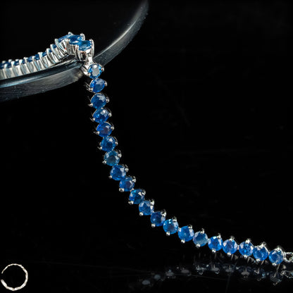 Saphir-Armkette – Zeitlose Eleganz in königlichem Blau aus 925er Silber -9,03g 45,15ct