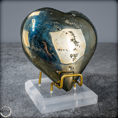 Natürliches Pyrit, Quarz und Galena Kristall Herz/Druse - 1397,97g