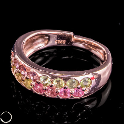 Exklusives Regenbogen-Turmalin Ring in Rosévergoldung  –4,08g 20,4ct